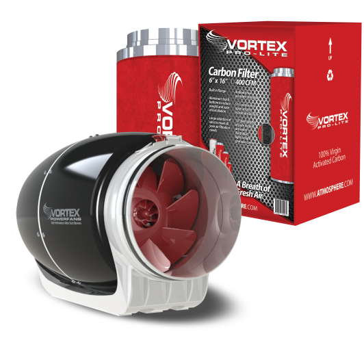 Vortex S-600 340 CFM Ventilateur en ligne de 6 "et filtre à charbon Pro-Lite