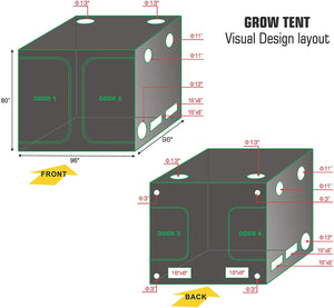 ECO Farm 8x4ft(96x48x80in/245x120x200cm) Tente de Culture pour Serre de Chambre Noire d'Intérieur Tente Hydroponique